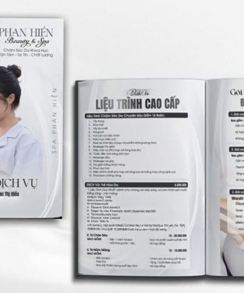 Bảng Menu Spa Dạng Quyển Bìa Cứng – Menu Dịch Vụ Spa / Thẩm Mỹ Viện Cao Cấp