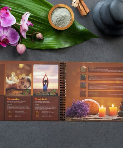 Bảng Menu Spa Dạng Quyển Ngang Bìa Cứng – Menu Dịch Vụ Spa / Thẩm Mỹ Viện Cao Cấp