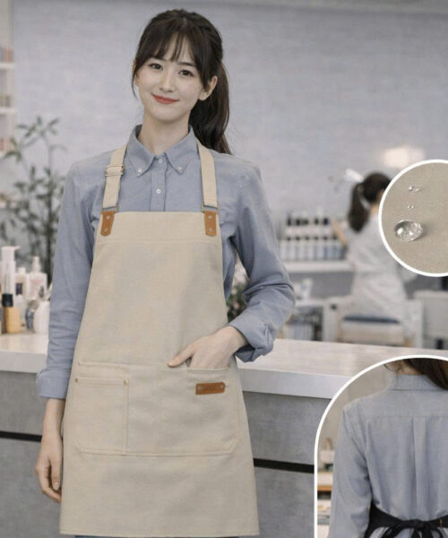Tạp dề canvas xám dáng dài