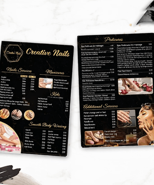 Menu Spa – Nail – Thẩm Mỹ Viện Nhựa Cầm Tay (A4/A3)