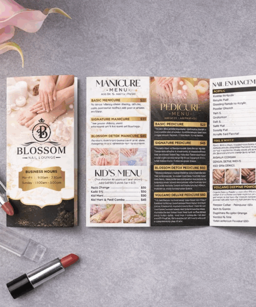 Menu Spa Gấp Nhiều Cánh Trình Bày Dịch Vụ