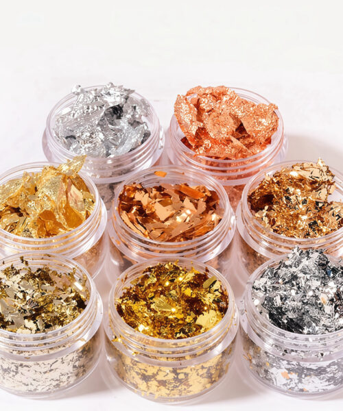 Lá vàng - bạc trang trí nails sang trọng