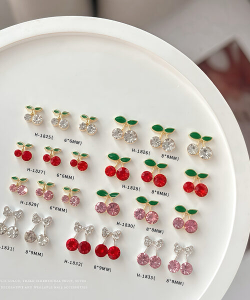 Charm Nail Cherry 3D Pha Lê – Hợp Kim Hot 2026