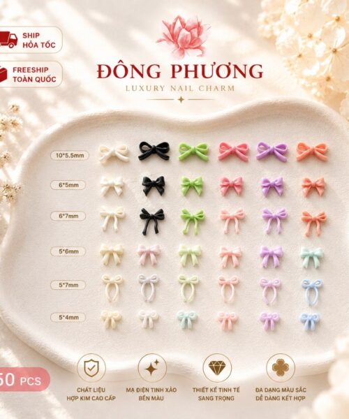 Nơ mini macaron đính móng 3D