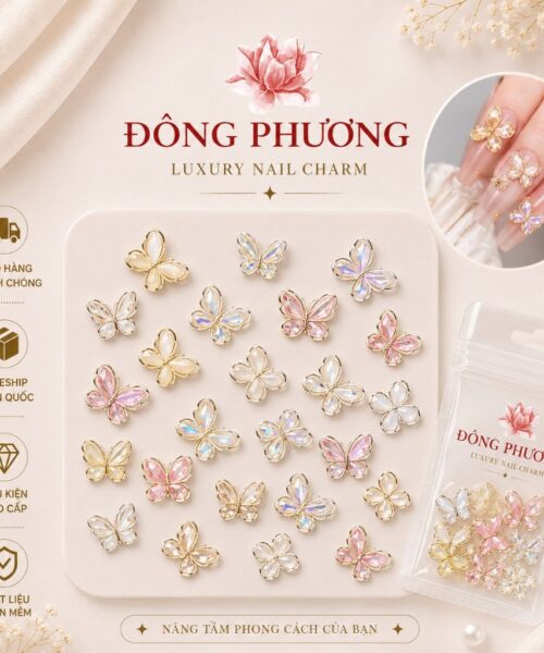 Charm bướm pha lê đính móng