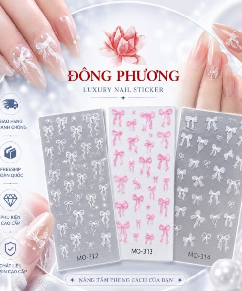 Sticker móng tay nơ 3D Hàn Quốc